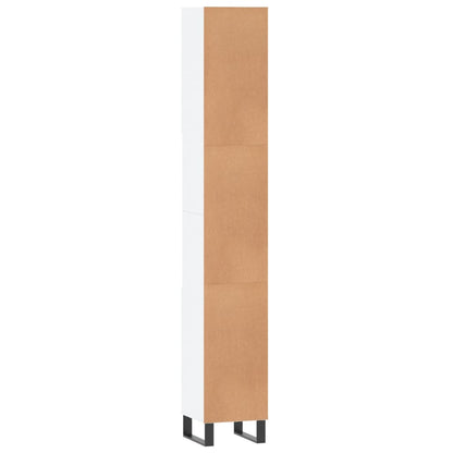 Armadietto da Bagno Bianco 30x30x190 cm in Legno Multistrato | homemem39