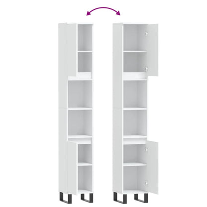 Armadietto da Bagno Bianco 30x30x190 cm in Legno Multistrato | homemem39