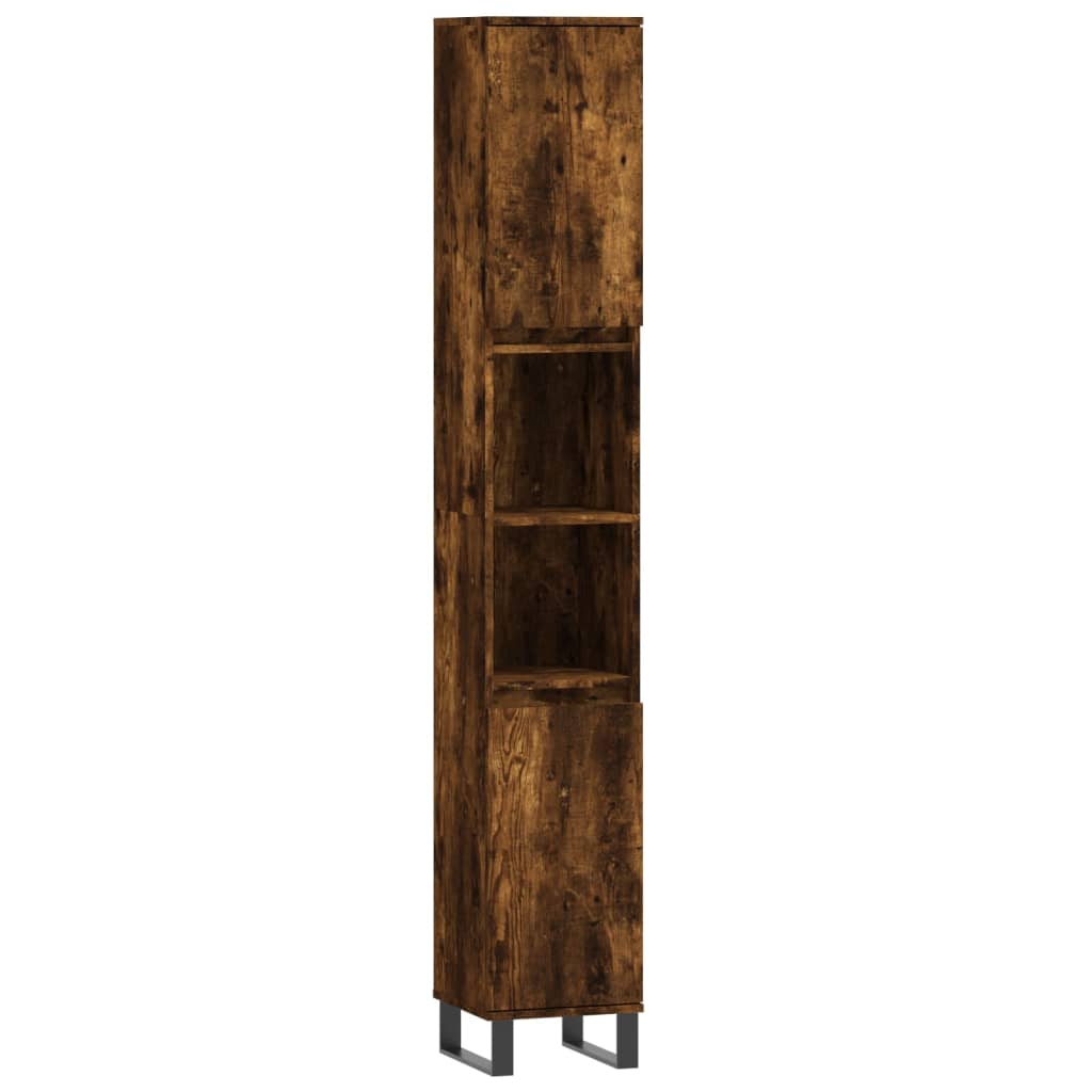 Armadietto Bagno Rovere Fumo 30x30x190 cm in Legno Multistrato