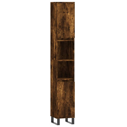 Armadietto Bagno Rovere Fumo 30x30x190 cm in Legno Multistrato