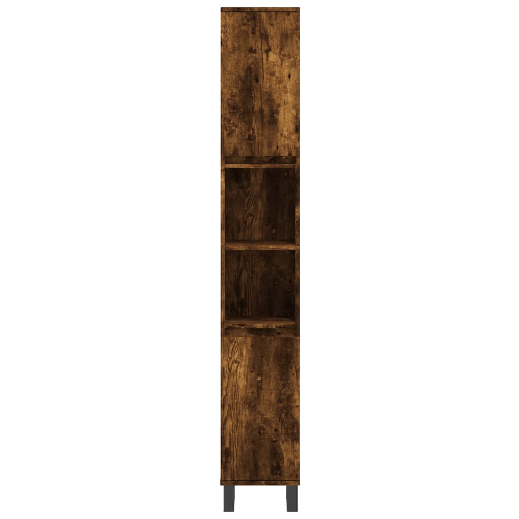 Armadietto Bagno Rovere Fumo 30x30x190 cm in Legno Multistrato
