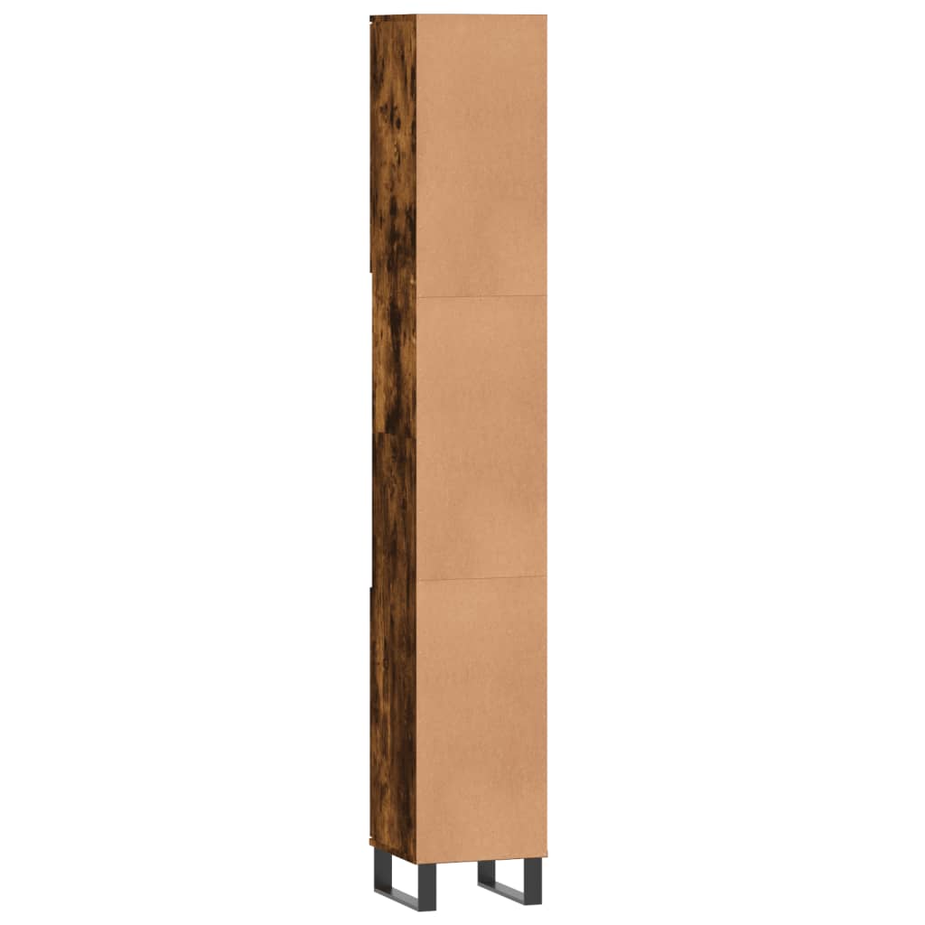 Armadietto Bagno Rovere Fumo 30x30x190 cm in Legno Multistrato