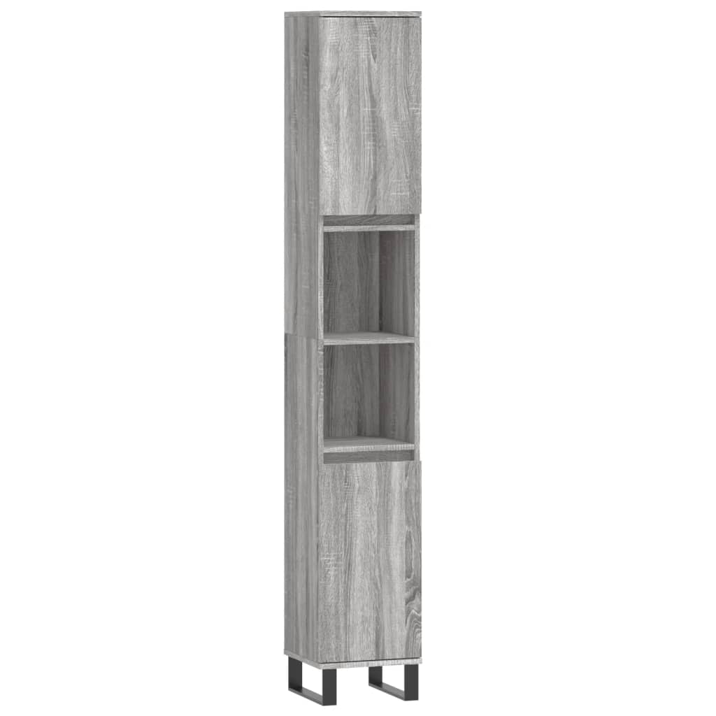 Armadietto Bagno Grigio Sonoma 30x30x190cm in Legno Multistrato | homemem39