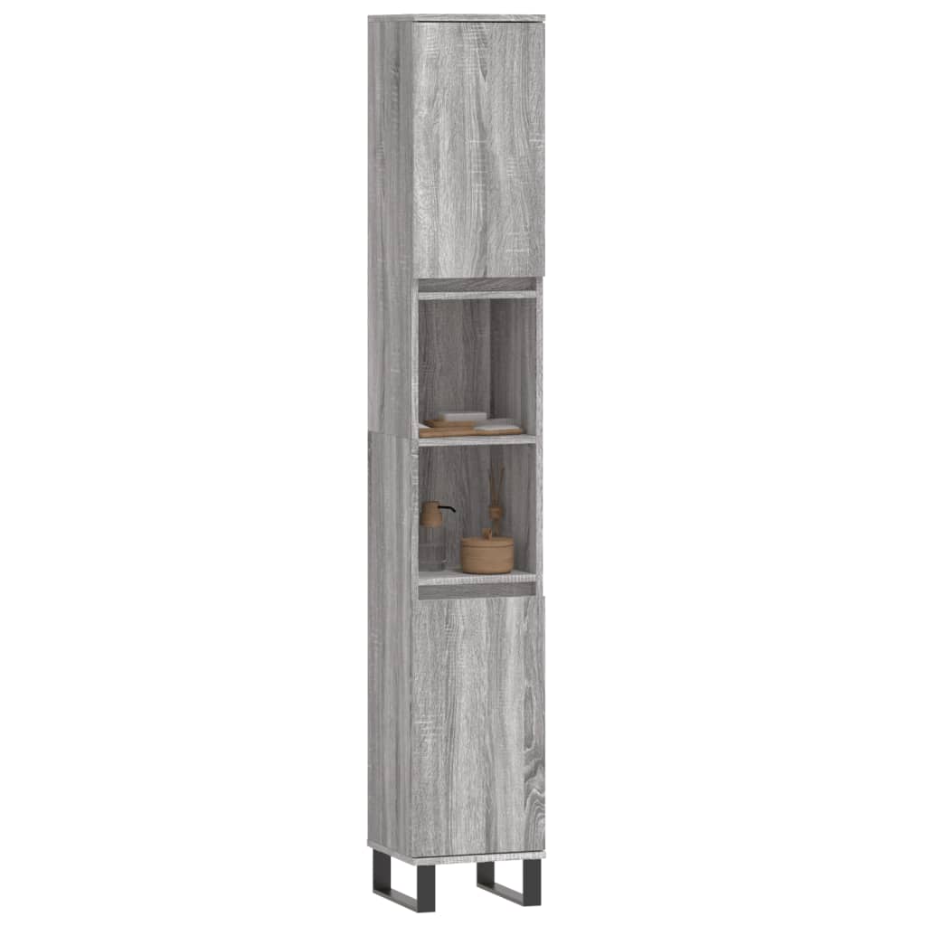Armadietto Bagno Grigio Sonoma 30x30x190cm in Legno Multistrato | homemem39