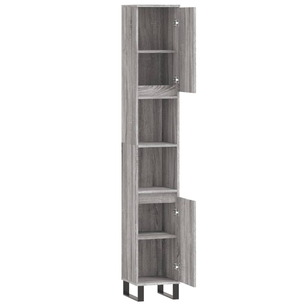 Armadietto Bagno Grigio Sonoma 30x30x190cm in Legno Multistrato | homemem39