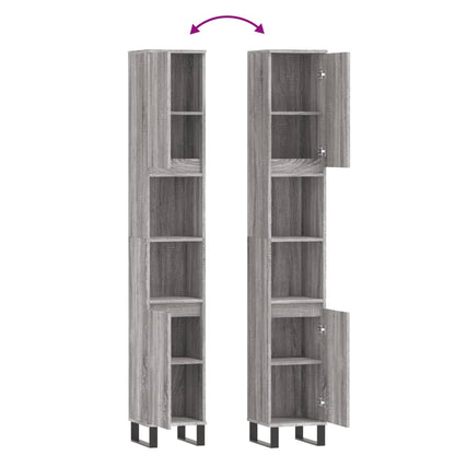 Armadietto Bagno Grigio Sonoma 30x30x190cm in Legno Multistrato | homemem39
