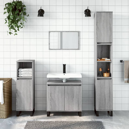 Armadietto Bagno Grigio Sonoma 30x30x190cm in Legno Multistrato | homemem39