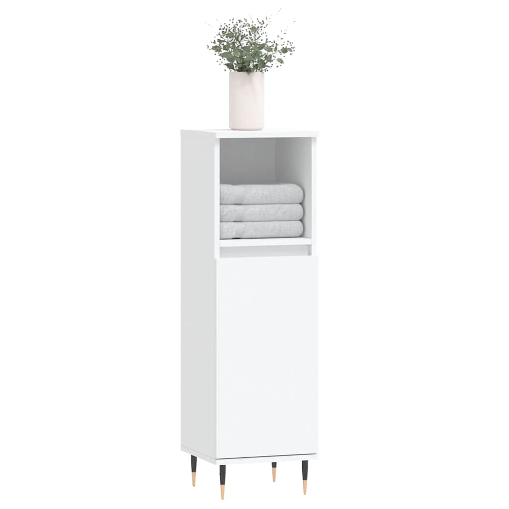Armadietto da Bagno Bianco 30x30x100 cm in Legno Multistrato | homemem39