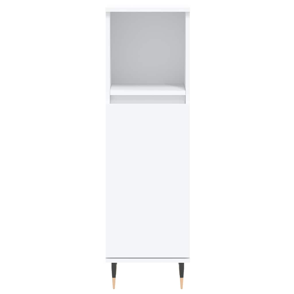 Armadietto da Bagno Bianco 30x30x100 cm in Legno Multistrato | homemem39