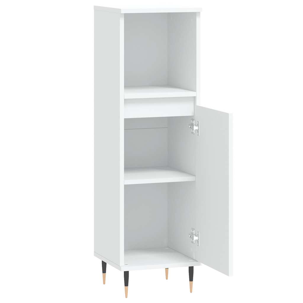 Armadietto da Bagno Bianco 30x30x100 cm in Legno Multistrato | homemem39