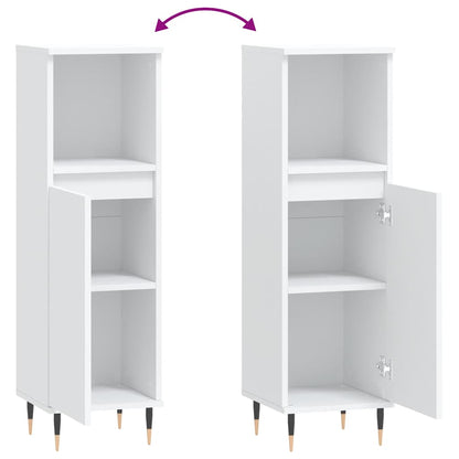 Armadietto da Bagno Bianco 30x30x100 cm in Legno Multistrato | homemem39