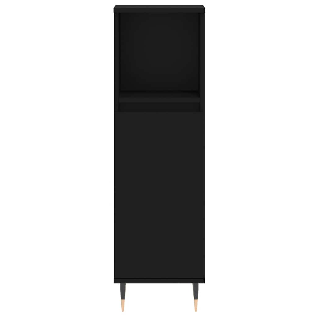 Armadietto da Bagno Nero 30x30x100 cm in Legno Multistrato | homemem39