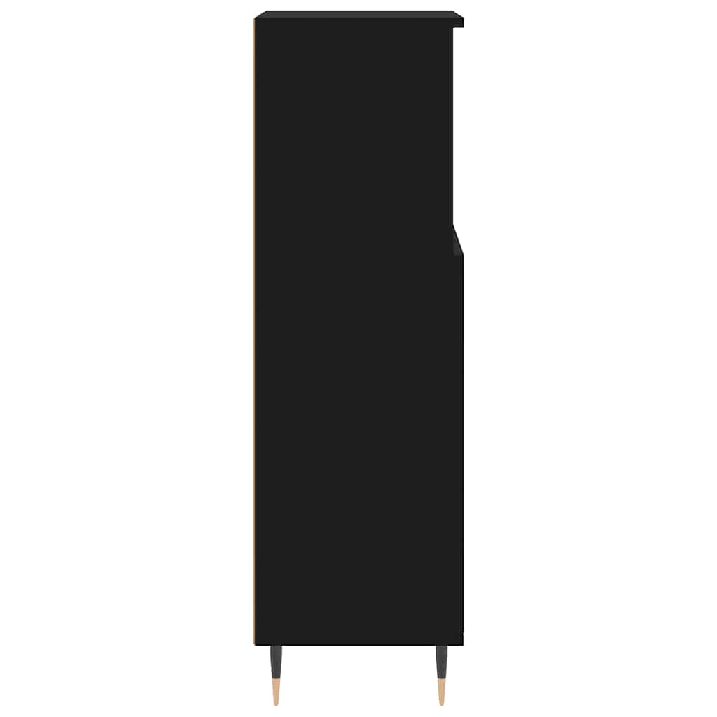 Armadietto da Bagno Nero 30x30x100 cm in Legno Multistrato | homemem39