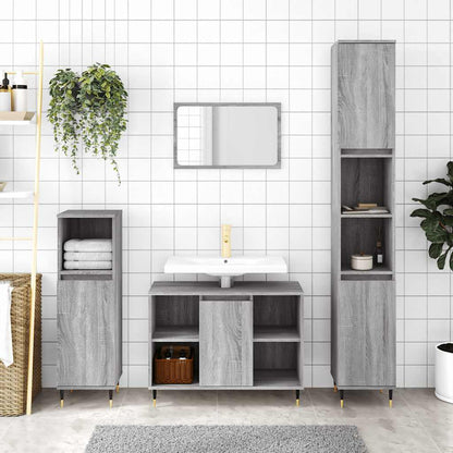 Armadietto Bagno Grigio Sonoma 30x30x100cm in Legno Multistrato | homemem39