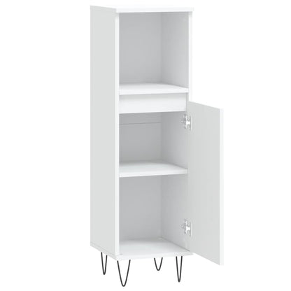 Armadietto da Bagno Bianco 30x30x100 cm in Legno Multistrato | homemem39