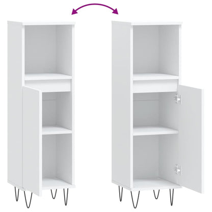 Armadietto da Bagno Bianco 30x30x100 cm in Legno Multistrato | homemem39