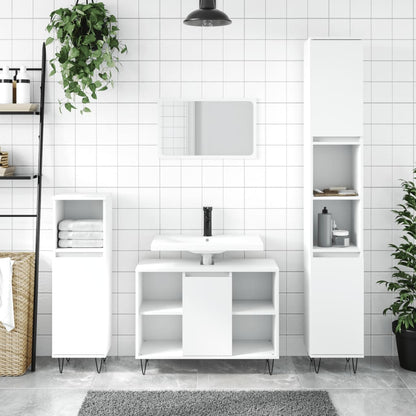 Armadietto da Bagno Bianco 30x30x100 cm in Legno Multistrato | homemem39