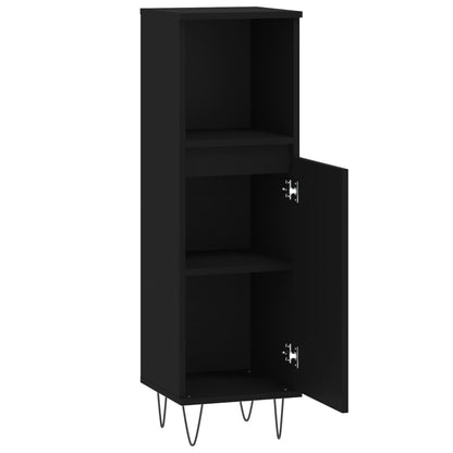Armadietto da Bagno Nero 30x30x100 cm in Legno Multistrato | homemem39