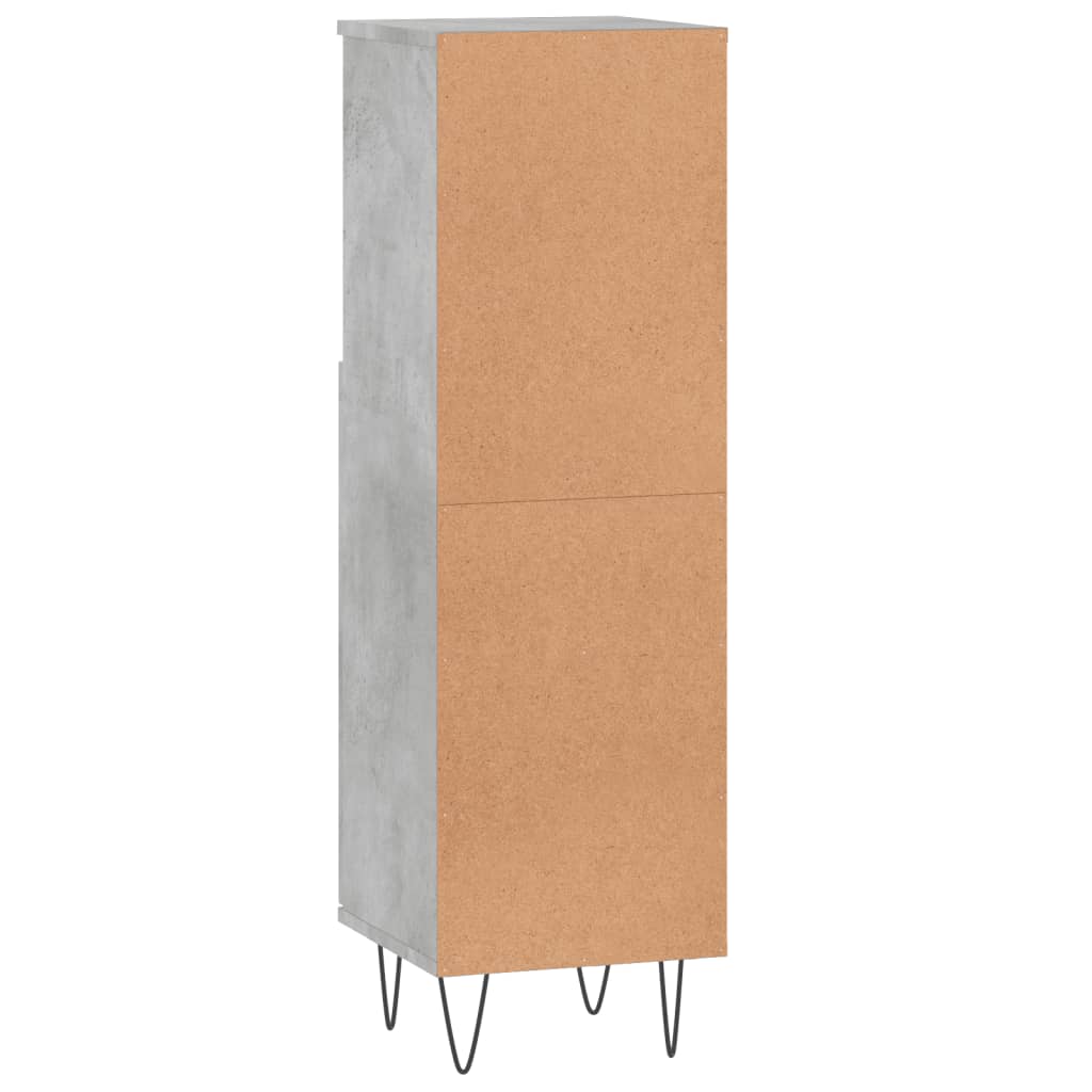 Armadietto Bagno Grigio Cemento 30x30x100 cm Legno Multistrato | homemem39