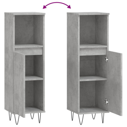 Armadietto Bagno Grigio Cemento 30x30x100 cm Legno Multistrato | homemem39