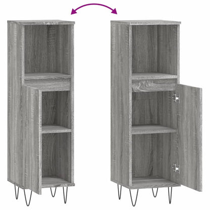 Armadietto Bagno Grigio Sonoma 30x30x100cm in Legno Multistrato | homemem39