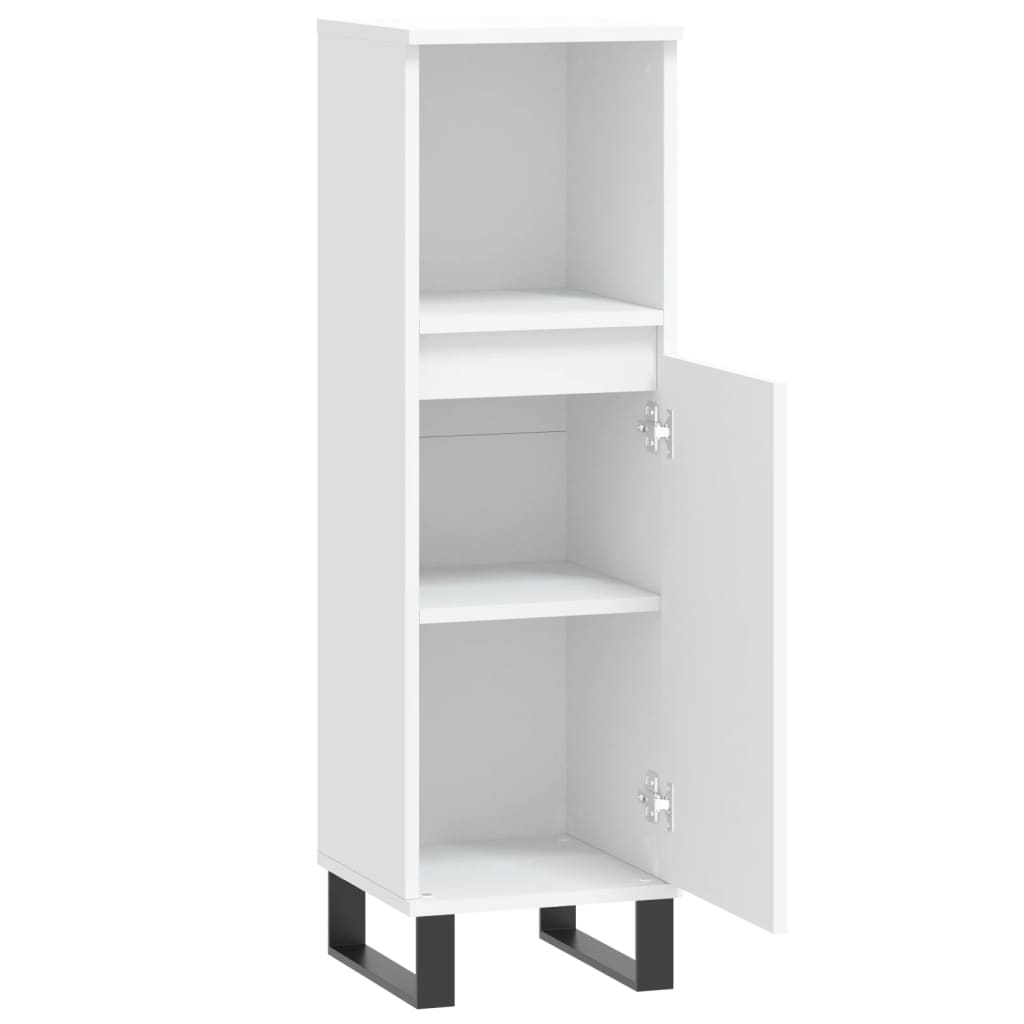 Armadietto da Bagno Bianco 30x30x100 cm in Legno Multistrato | homemem39