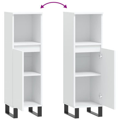 Armadietto da Bagno Bianco 30x30x100 cm in Legno Multistrato | homemem39