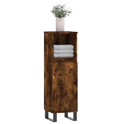 Armadietto Bagno Rovere Fumo 30x30x100 cm in Legno Multistrato