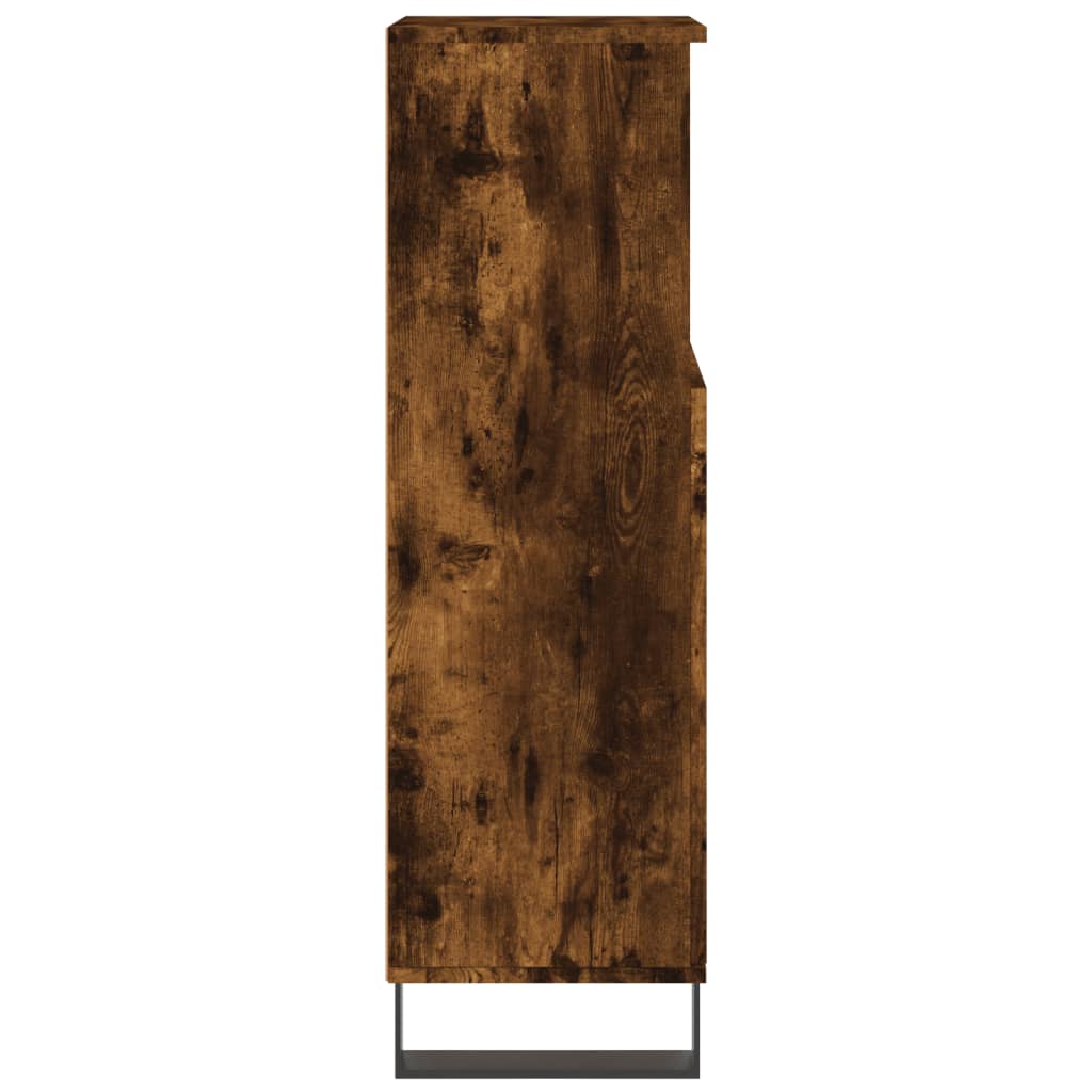Armadietto Bagno Rovere Fumo 30x30x100 cm in Legno Multistrato