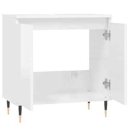 Armadietto Bagno Bianco Lucido 58x33x60cm in Legno Multistrato | homemem39