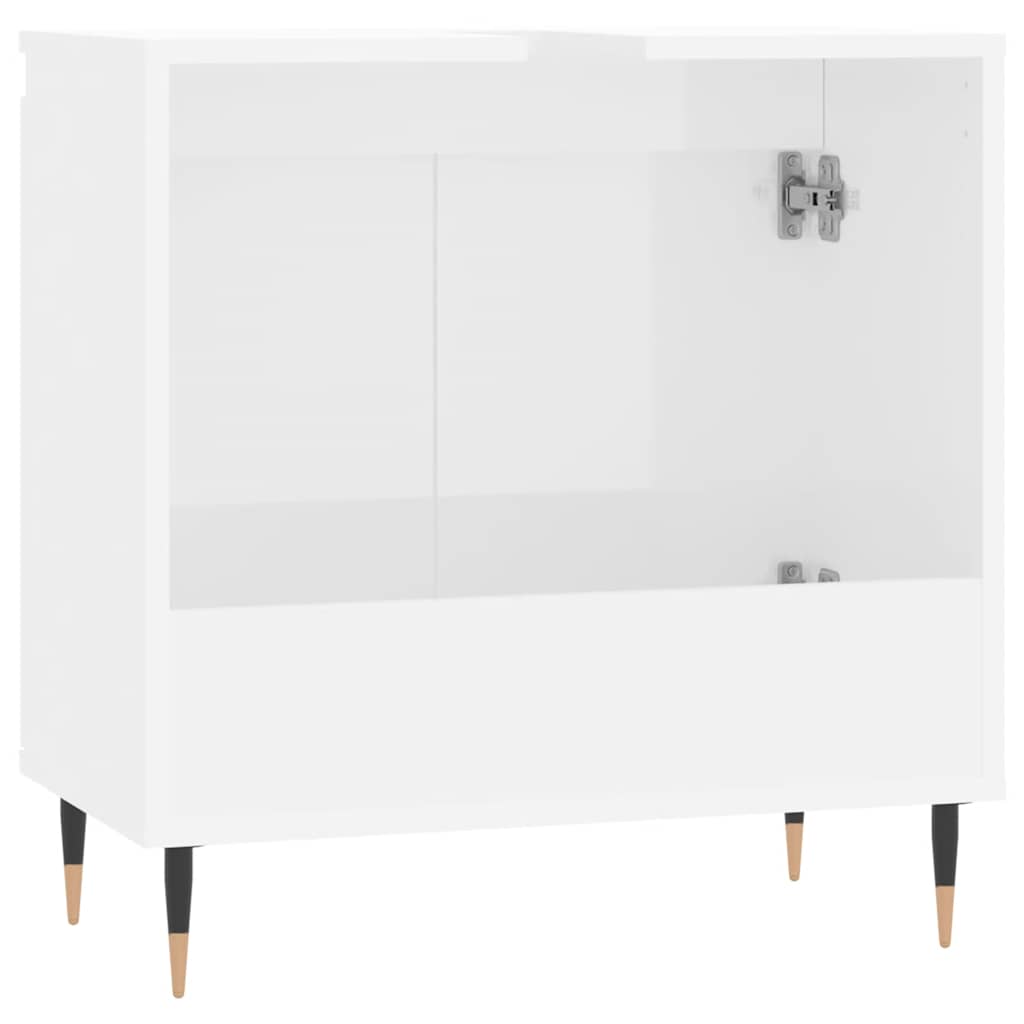 Armadietto Bagno Bianco Lucido 58x33x60cm in Legno Multistrato | homemem39