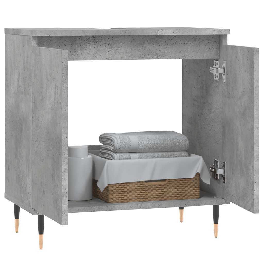 Armadietto da Bagno Grigio Cemento 58x33x60cm Legno Multistrato | homemem39