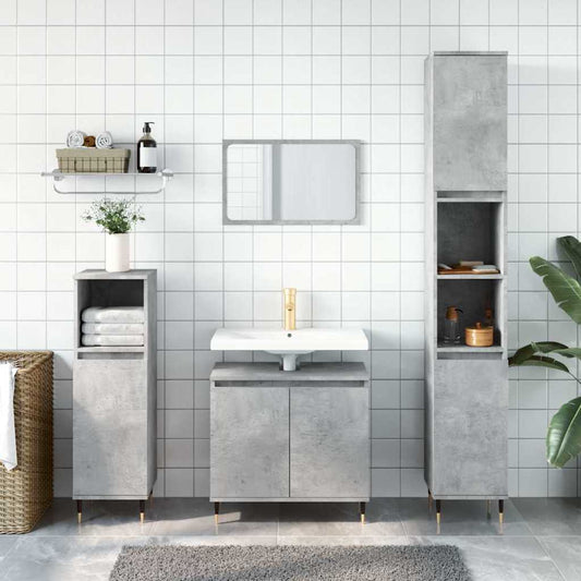 Armadietto da Bagno Grigio Cemento 58x33x60cm Legno Multistrato | homemem39
