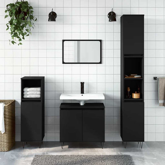 Mobile da Bagno Nero 58x33x60 cm in Legno Multistrato | homemem39