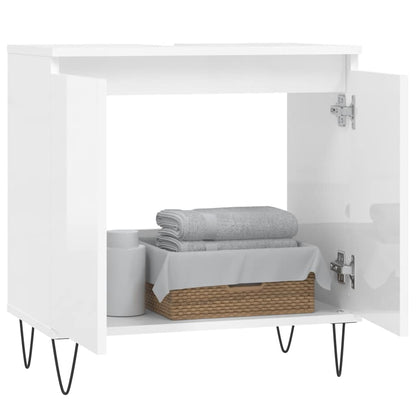 Armadietto Bagno Bianco Lucido 58x33x60cm in Legno Multistrato | homemem39