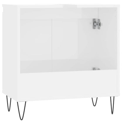 Armadietto Bagno Bianco Lucido 58x33x60cm in Legno Multistrato | homemem39