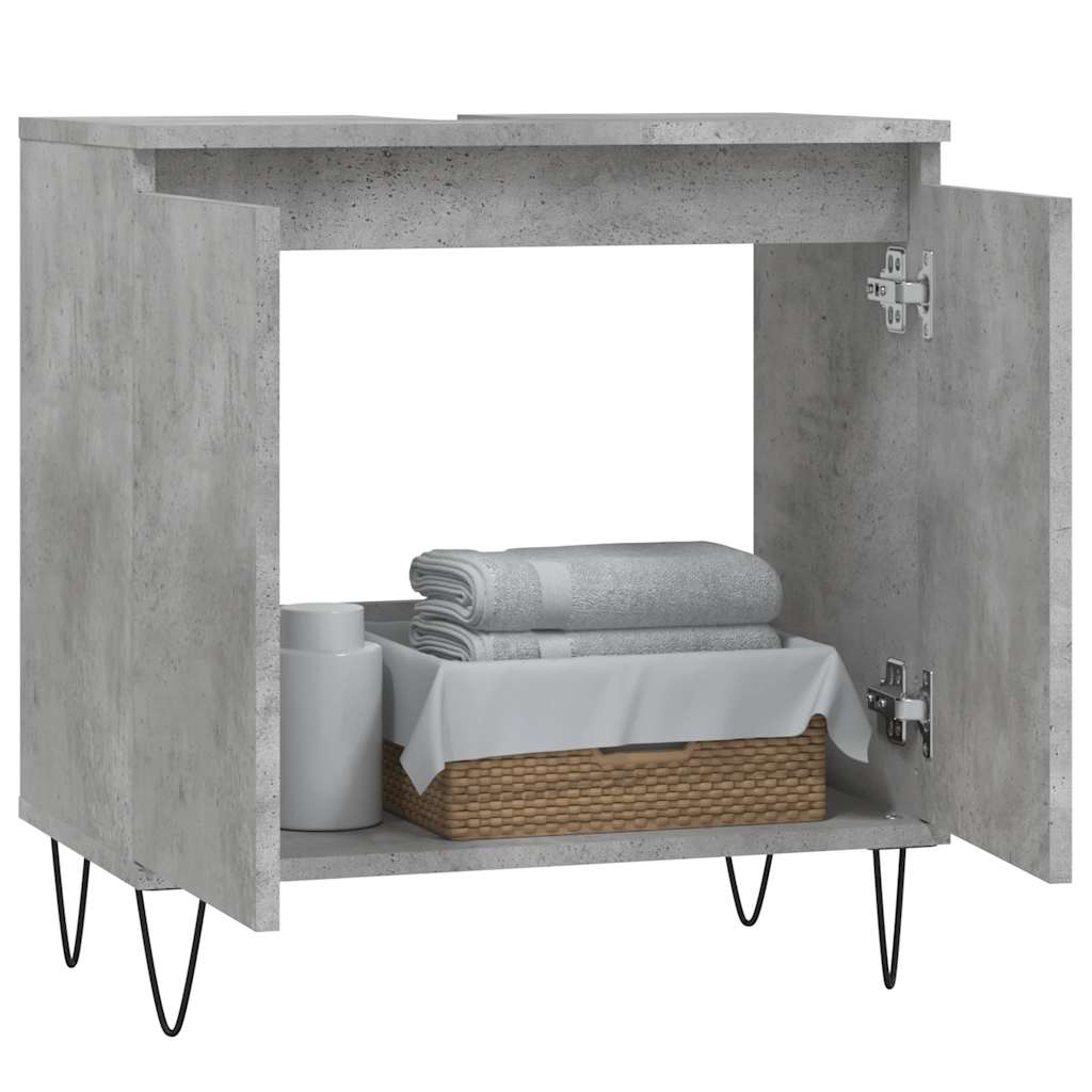 Armadietto da Bagno Grigio Cemento 58x33x60cm Legno Multistrato | homemem39