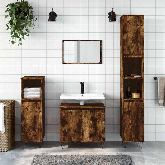 Armadietto Bagno Rovere Fumo 58x33x60 cm in Legno Multistrato | homemem39