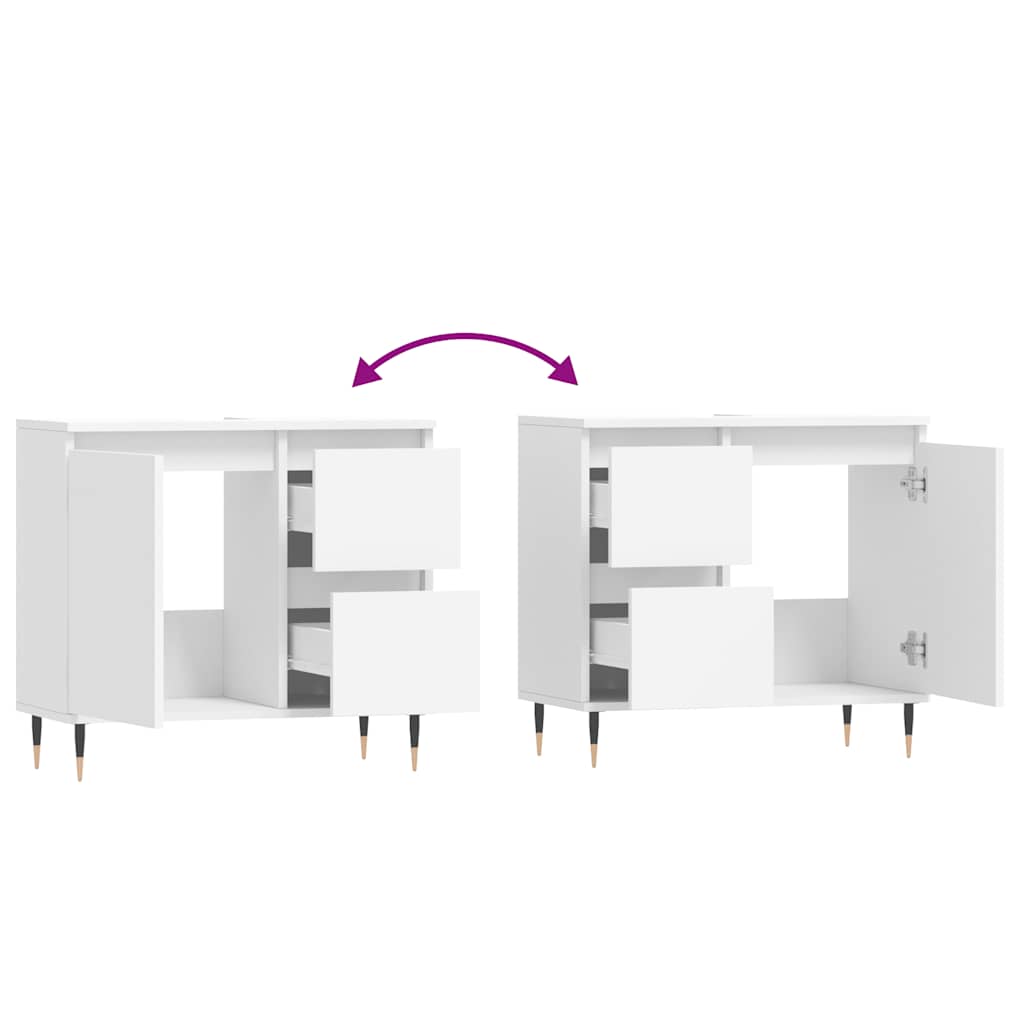 Armadietto da Bagno Bianco 65x33x60 cm in Legno Multistrato - homemem39