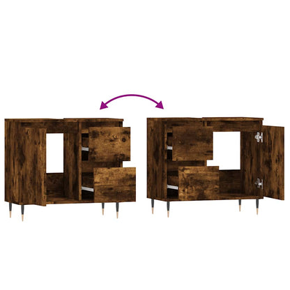 Armadietto Bagno Rovere Fumo 65x33x60 cm in Legno Multistrato | homemem39