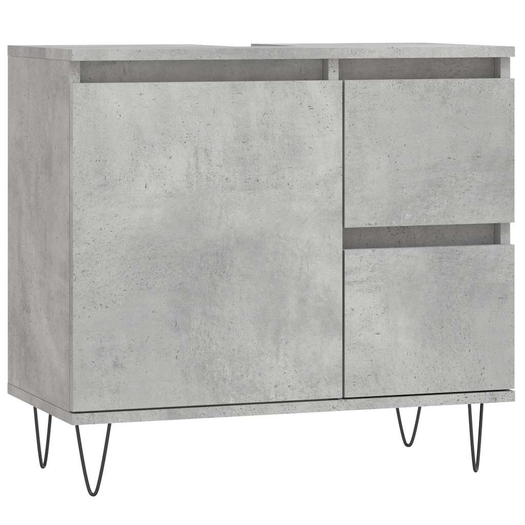 Armadietto da Bagno Grigio Cemento 65x33x60cm Legno Multistrato | homemem39