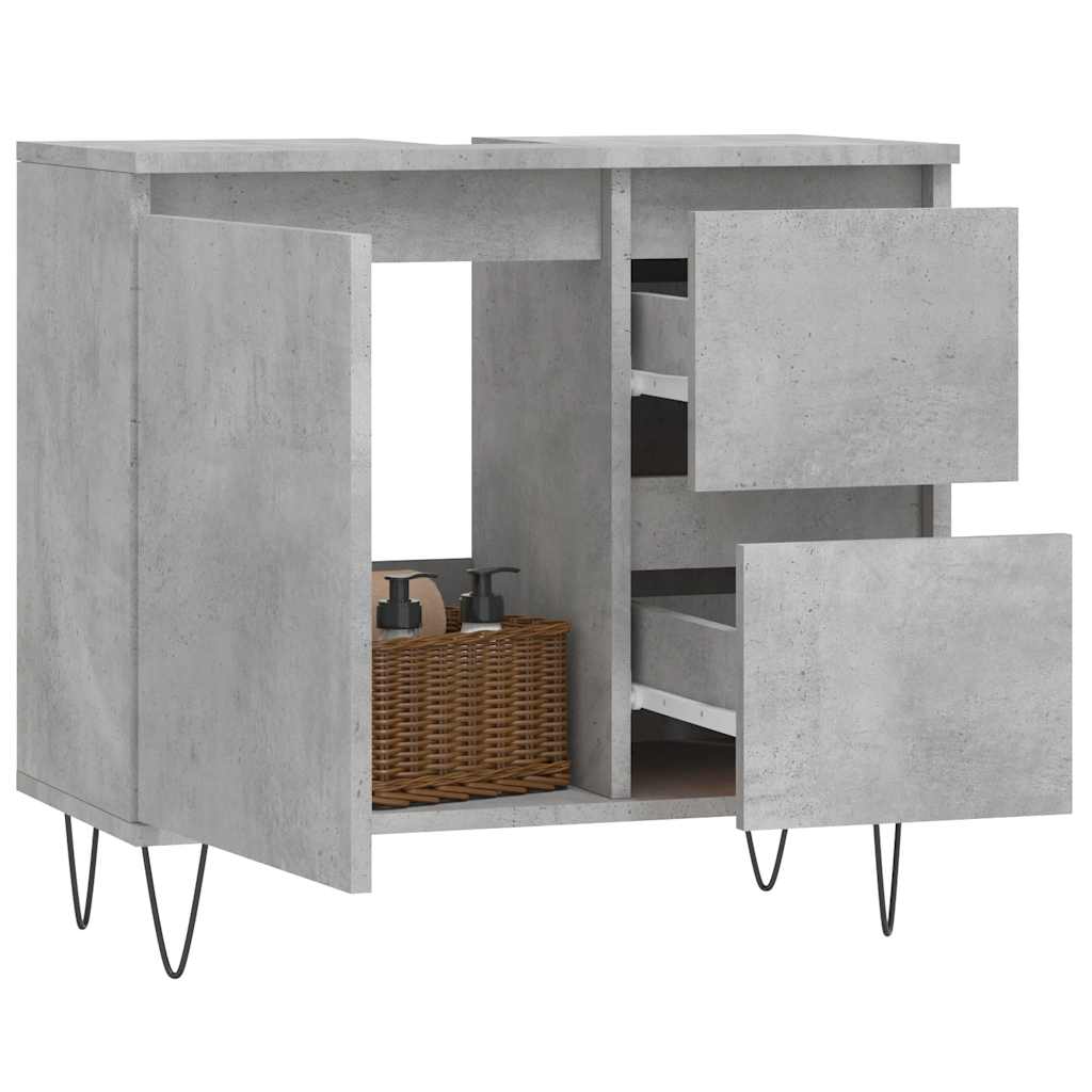 Armadietto da Bagno Grigio Cemento 65x33x60cm Legno Multistrato | homemem39