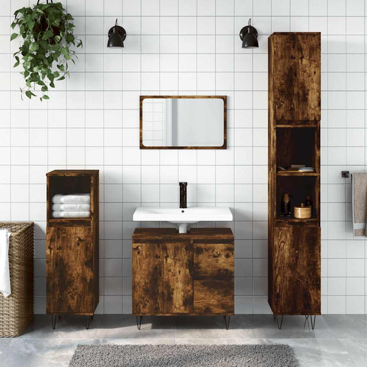 Armadietto Bagno Rovere Fumo 65x33x60 cm in Legno Multistrato | homemem39