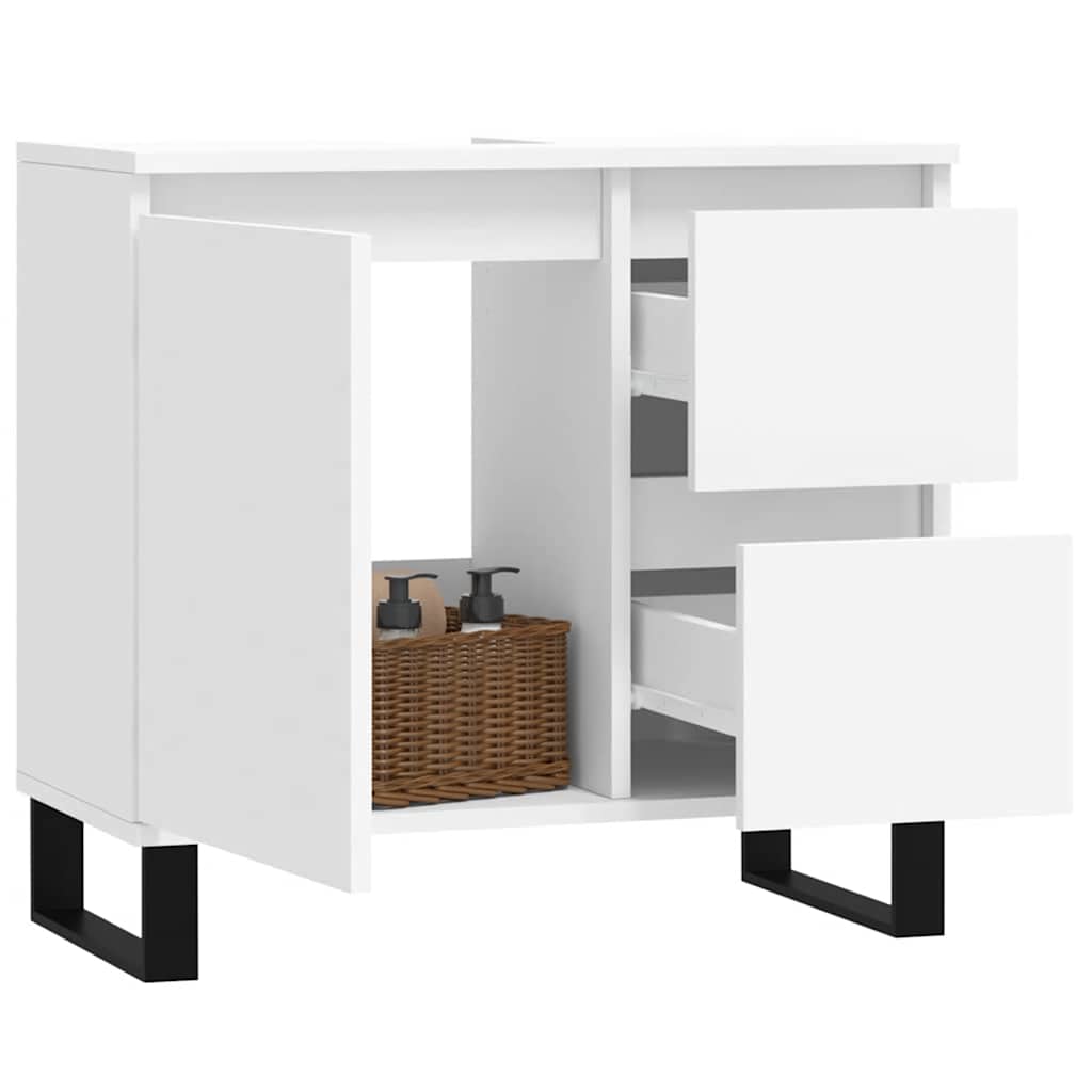 Armadietto da Bagno Bianco 65x33x60 cm in Legno Multistrato