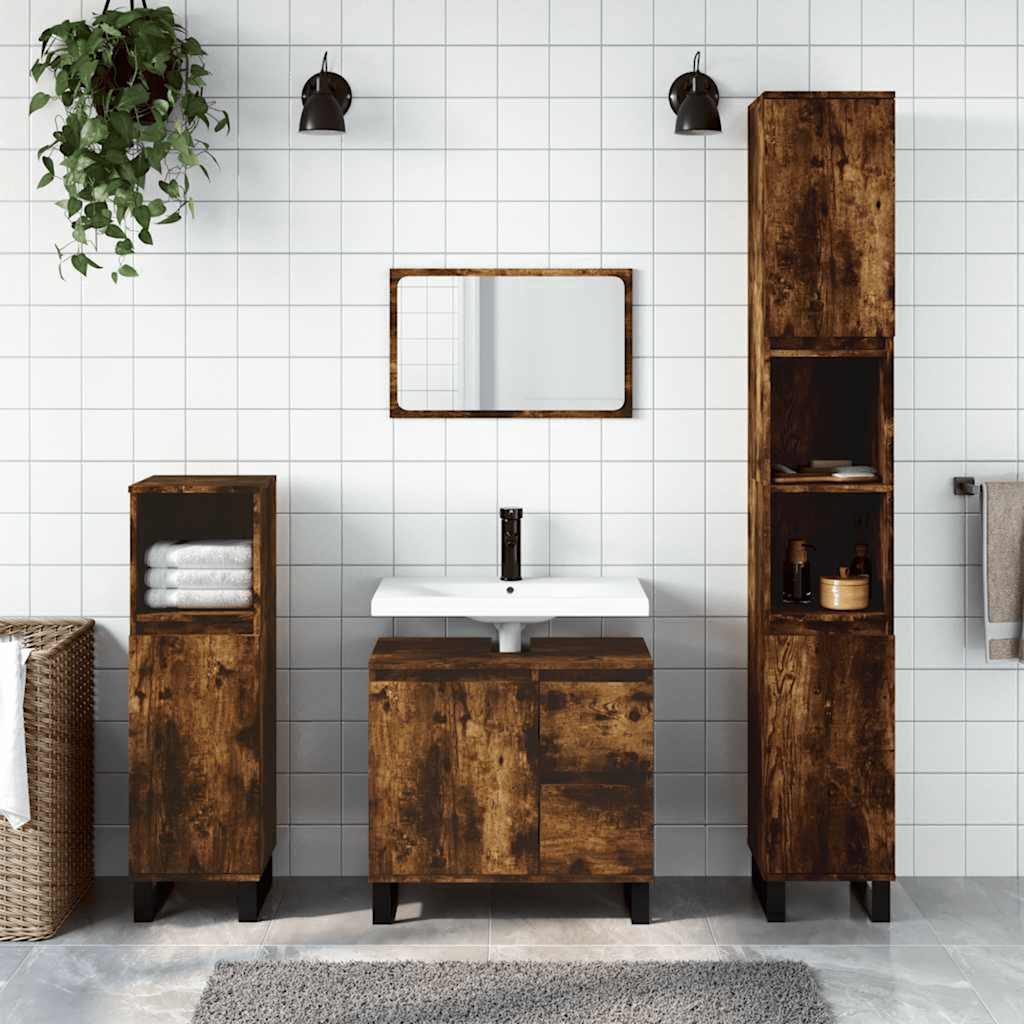 Armadietto Bagno Rovere Fumo 65x33x60 cm in Legno Multistrato | homemem39