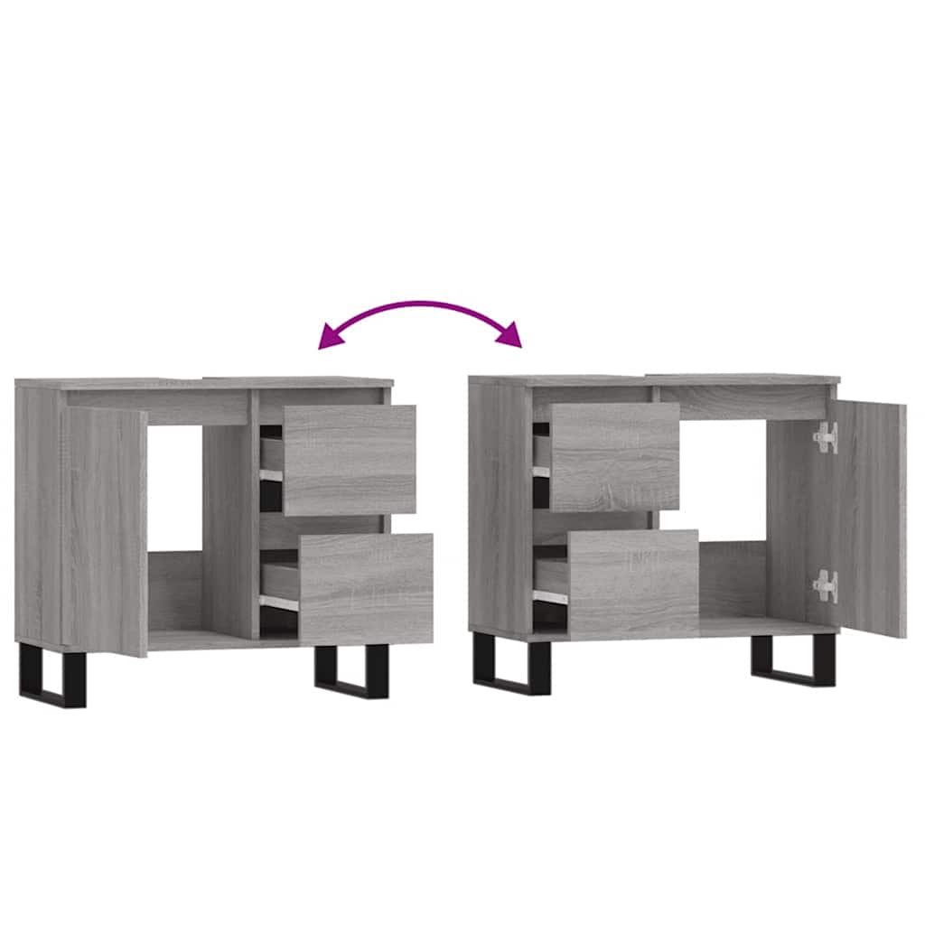 Armadietto Bagno Grigio Sonoma 65x33x60 cm in Legno Multistrato | homemem39