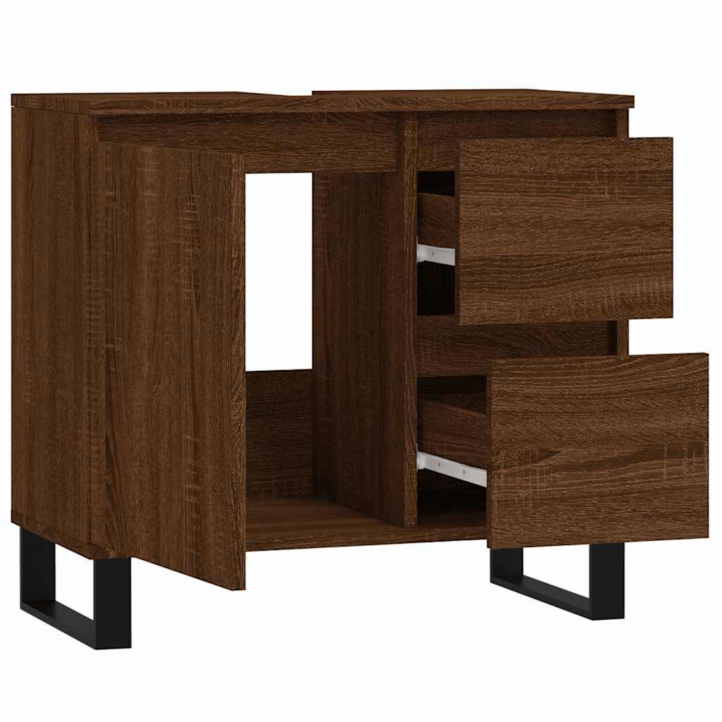 Armadietto Bagno Rovere Marrone 65x33x60cm in Legno Multistrato