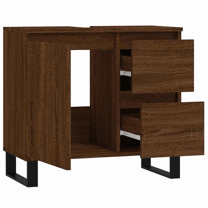 Armadietto Bagno Rovere Marrone 65x33x60cm in Legno Multistrato
