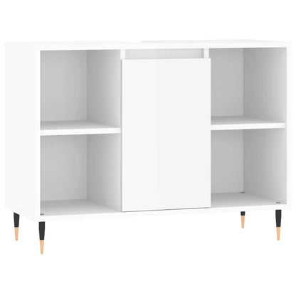 Armadietto Bagno Bianco Lucido 80x33x60cm in Legno Multistrato - homemem39