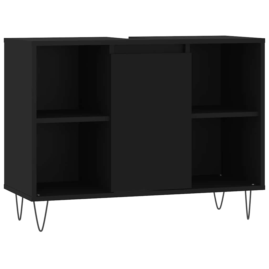 Mobile da Bagno Nero 80x33x60 cm in Legno Multistrato - homemem39